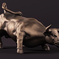Статуэтка быка (цвет: бронзовый) - декор из гипса